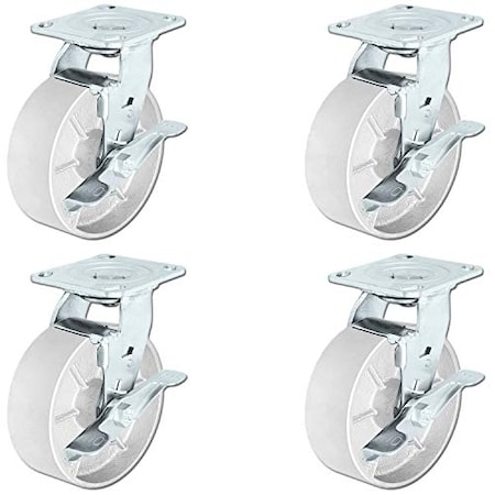 Casterhq 6"x2" Steel Wheel Casters, Swivel Casters W/ Top Locking, PK4 HD-6X2SS4P-TLB